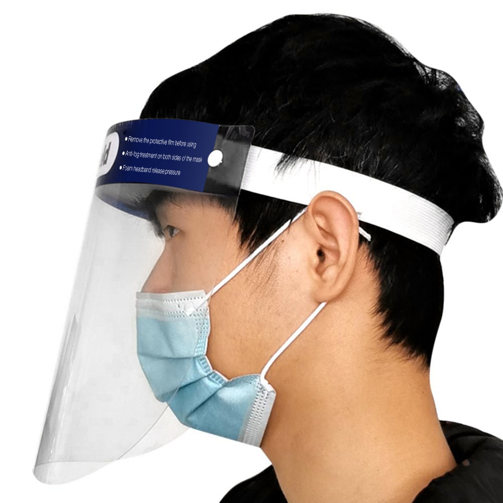 2PCS Transparent Face Shields Soft Latex Foam Elastic Headband Protection for Spit Dust Fog Pollen